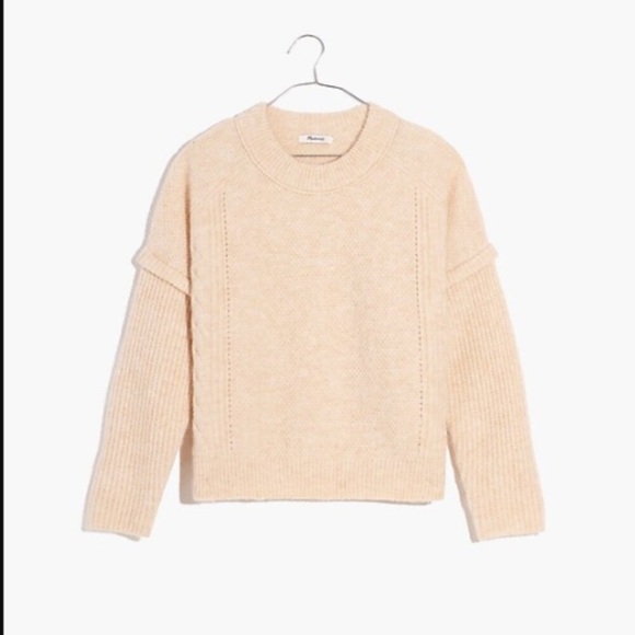 Madewell Plus Cable Havener Pullover Sweater light pink size S Alpaca wool - Picture 2 of 16
